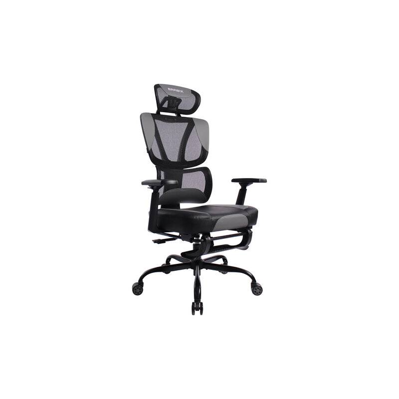 Кресло  PREMIUM "Venom GM-530", подножка, синхромеханизм, экокожа/сетка, черное/серое, 532951 главное фото